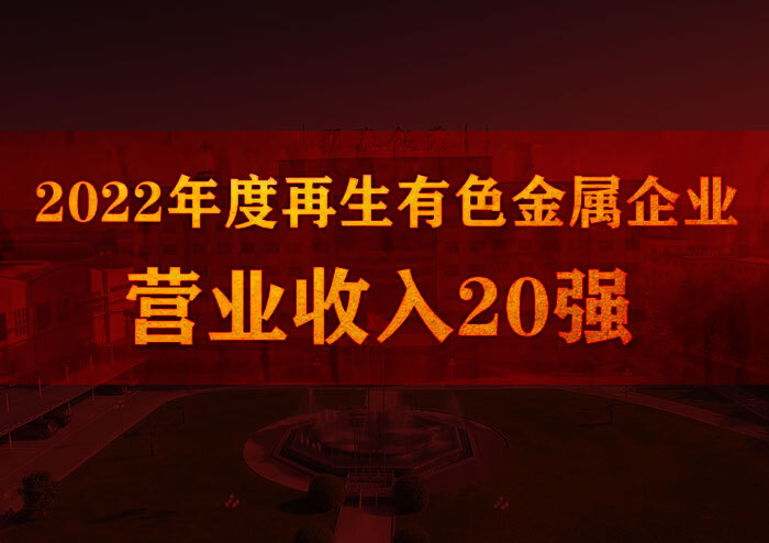 Ok138大阳城集团娱乐平台荣获“2022年度再生有色金属企业营业收入20强”